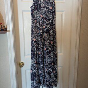 Navy Blue floral maxi romper
